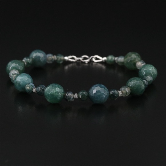 14k Agate & rough cut Diamond beaded bracelet